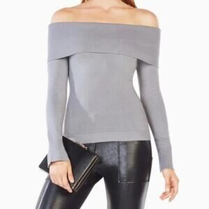 BCBGMAXAZRIA Womens size Small Astria Off The Shoulder Sweater Gray